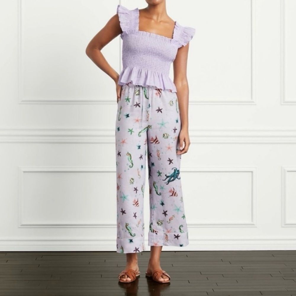 NWT Hill House Purple The Skylar Pant Sea Creatures Size Small